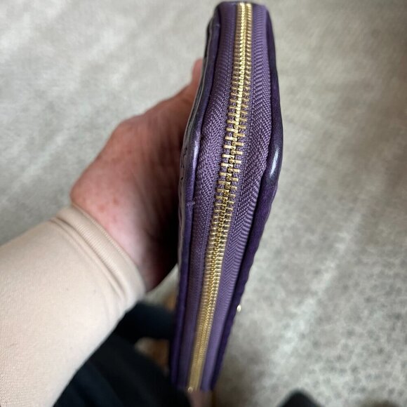 Coach Madison Gathered Twist Purple Leather Clutch Wallet. - Picture 15 of 16